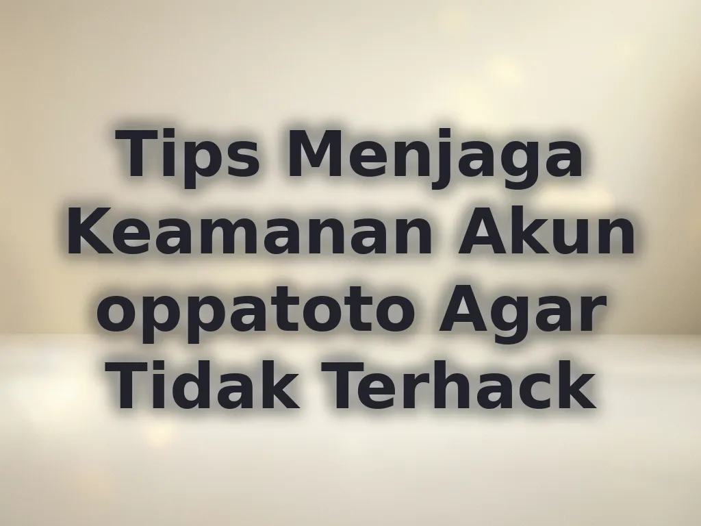 Tips Menjaga Keamanan Akun oppatoto Agar Tidak Terhack